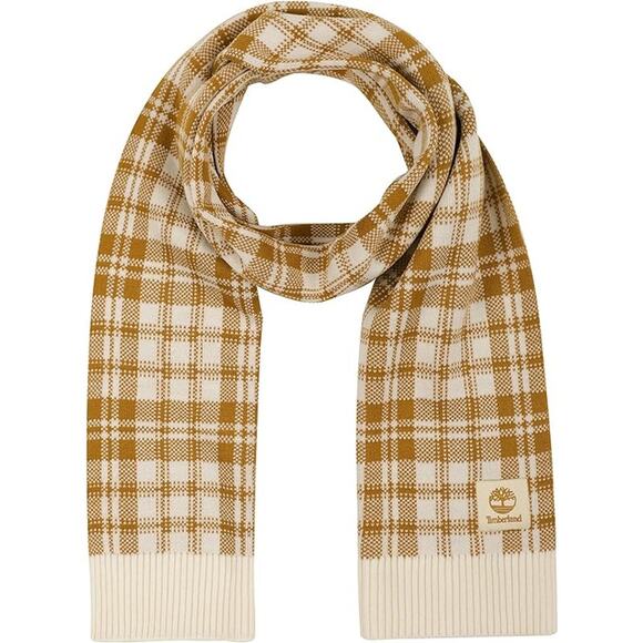 Timberland Accessories - NWT Timberland Plaid Scarf ONE SIZE 100% Acrylic Wheat Cream Knit Winter Fall